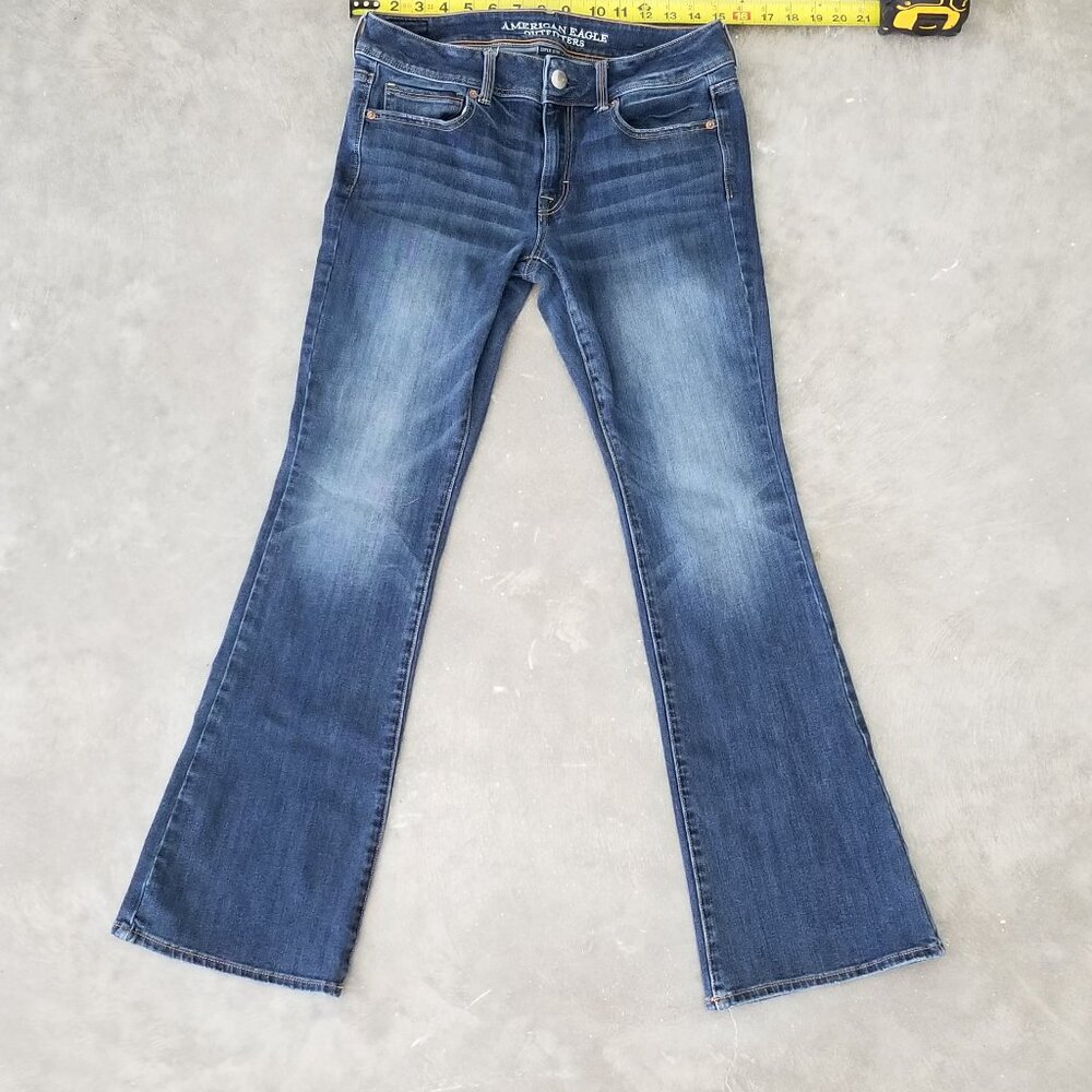 Super Stretch Kick Boot AEO Denim X Dark Wash Jeans Size 8 Regular